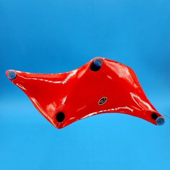 Mid Century Modern Cubist Cat Figurine Red w/ Jewel Eyes Japan 1950s Modernist - Picture 9 of 10